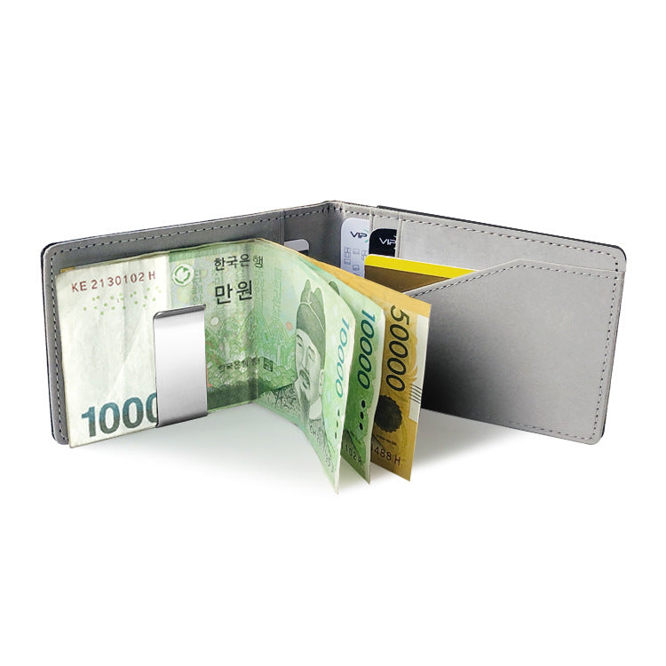 Creative Personality Colorful Clip Short Open Men's Wallets