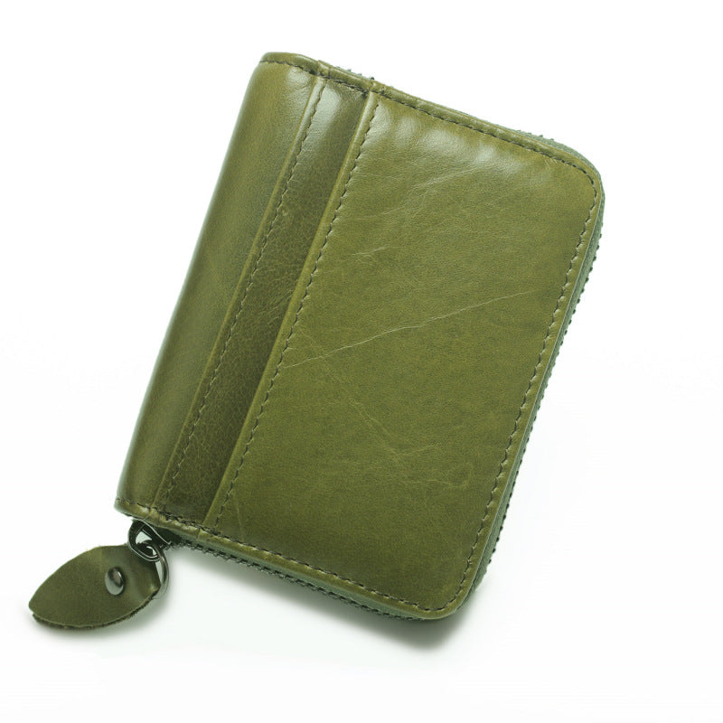 First Layer Cowhide Credit Organ Korean Style Card Holder