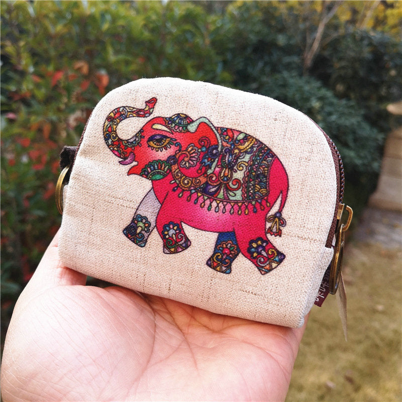 Women's Korean Style Cotton Linen Printed Cartoon Change Coin Purses