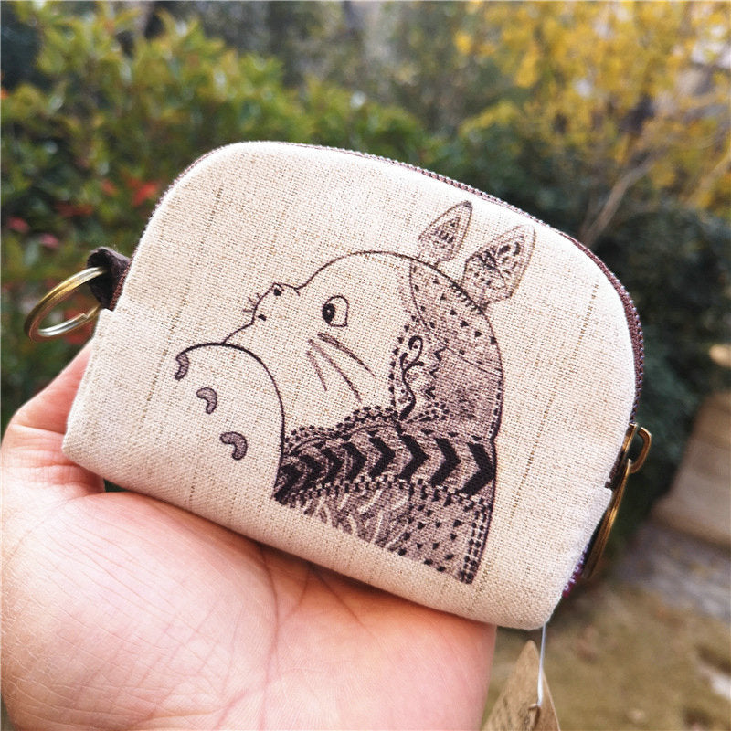 Women's Korean Style Cotton Linen Printed Cartoon Change Coin Purses