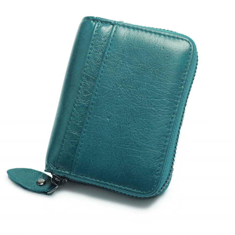 First Layer Cowhide Credit Organ Korean Style Card Holder