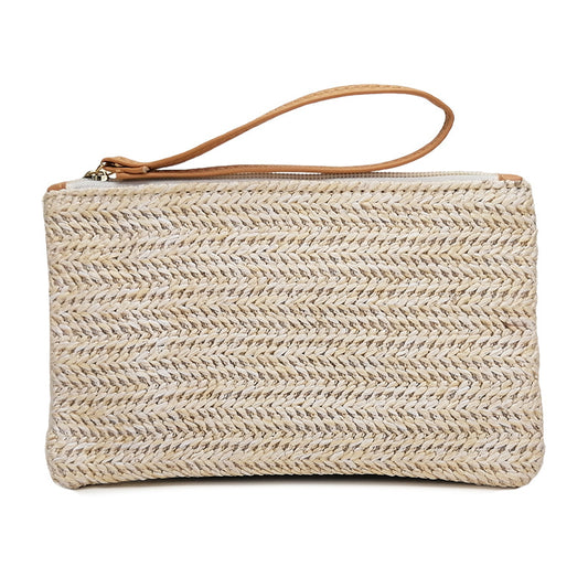 Women's Straw Weaving Clutch Summer Beach Mobile Purses