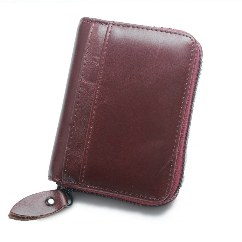 First Layer Cowhide Credit Organ Korean Style Card Holder