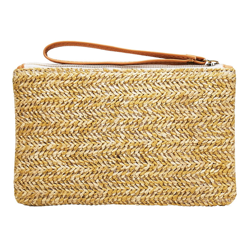 Women's Straw Weaving Clutch Summer Beach Mobile Purses
