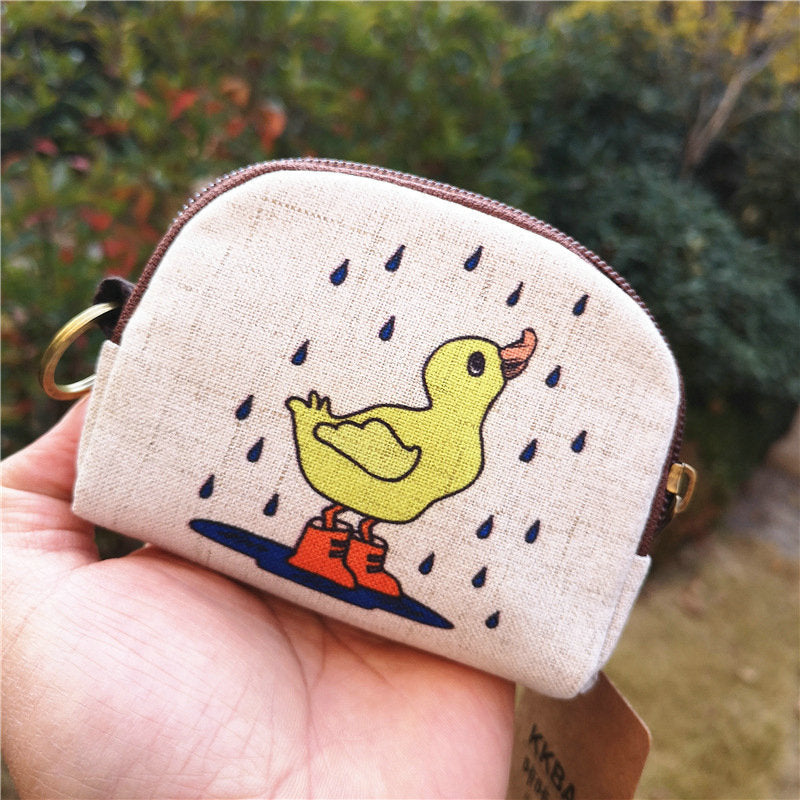 Women's Korean Style Cotton Linen Printed Cartoon Change Coin Purses
