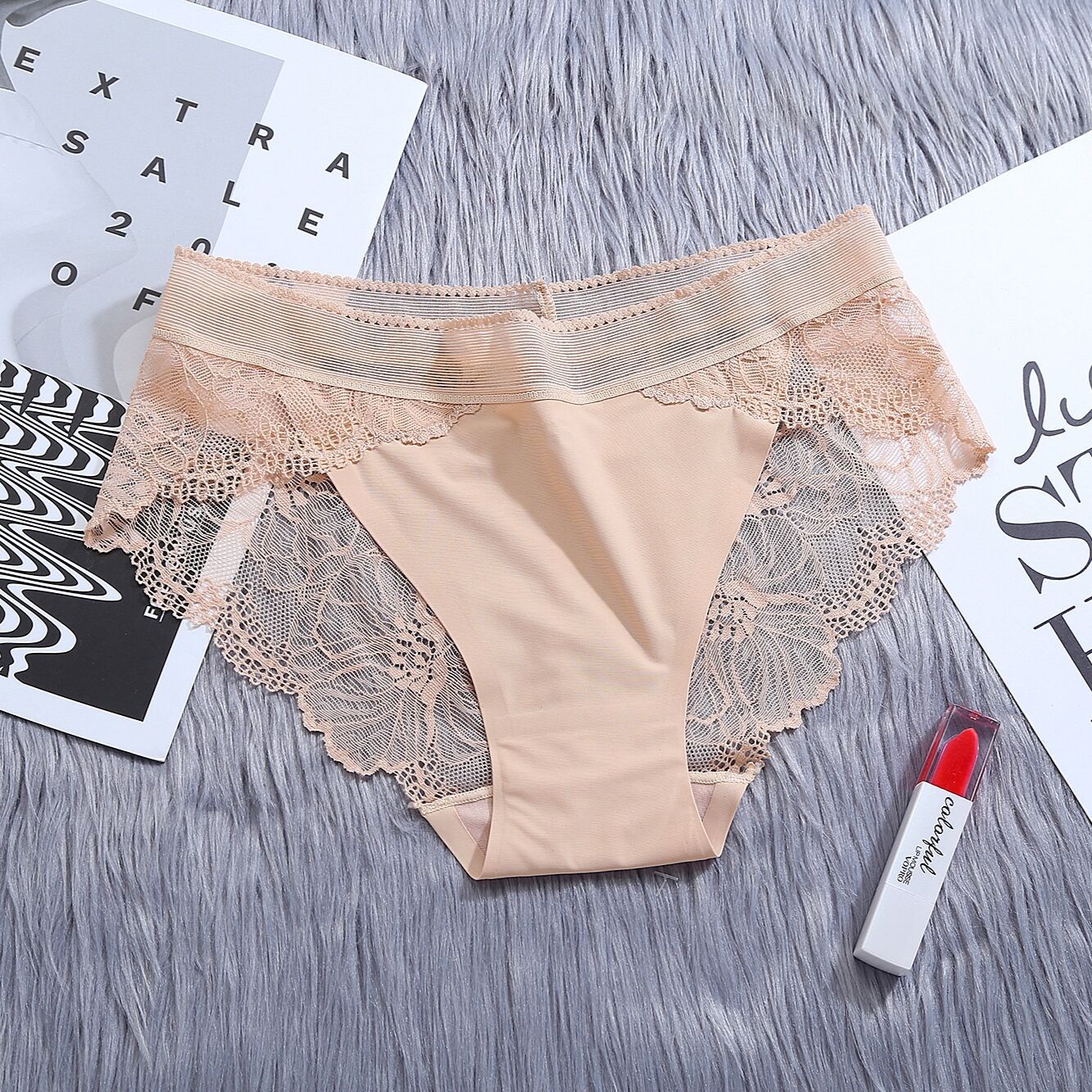 Women's Ice Silk Underwear For Sexy Transparent Lace Breathable Panties