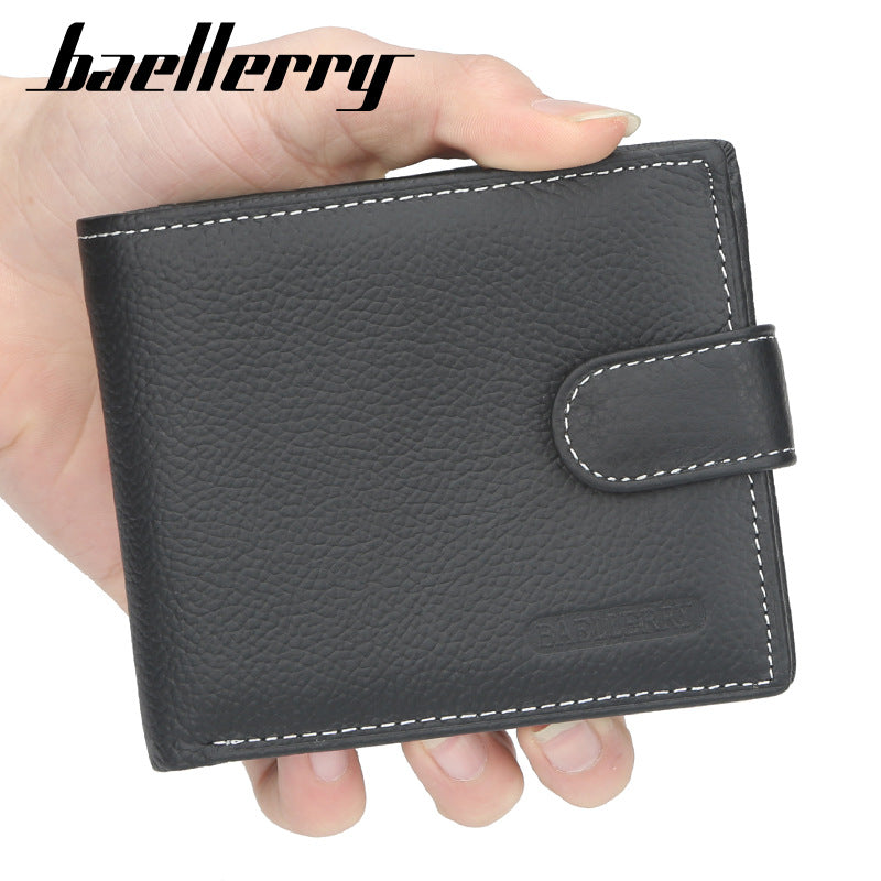 Men's Short Genuine Leather Retro Horizontal Simple Zipper Men's Wallets