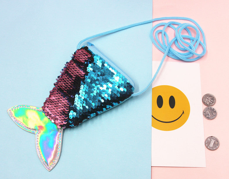 Women's & Children's & Mermaid Lanyard Fish Tail Two-color Coin Purses