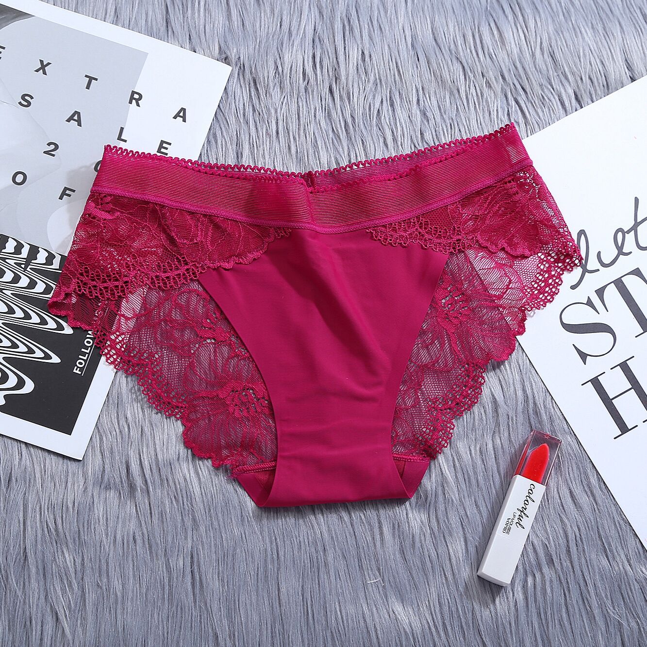 Women's Ice Silk Underwear For Sexy Transparent Lace Breathable Panties
