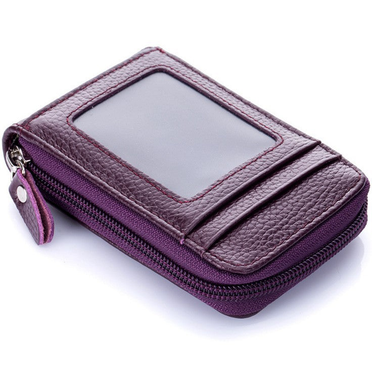 Women's & Men's & First Layer Cowhide Expanding Clamp Genuine Leather Multiple Card Holder