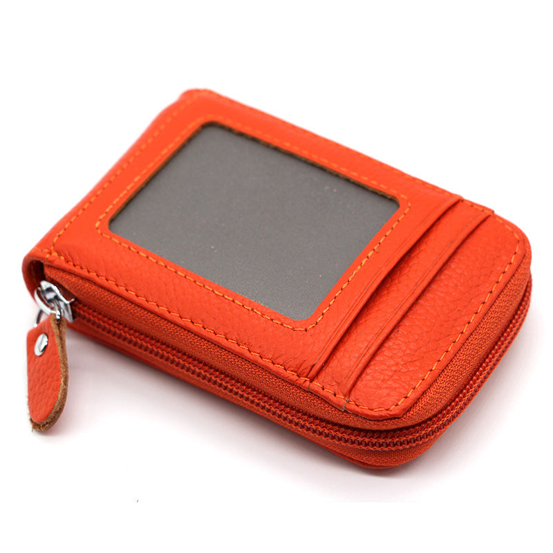 Women's & Men's & First Layer Cowhide Expanding Clamp Genuine Leather Multiple Card Holder