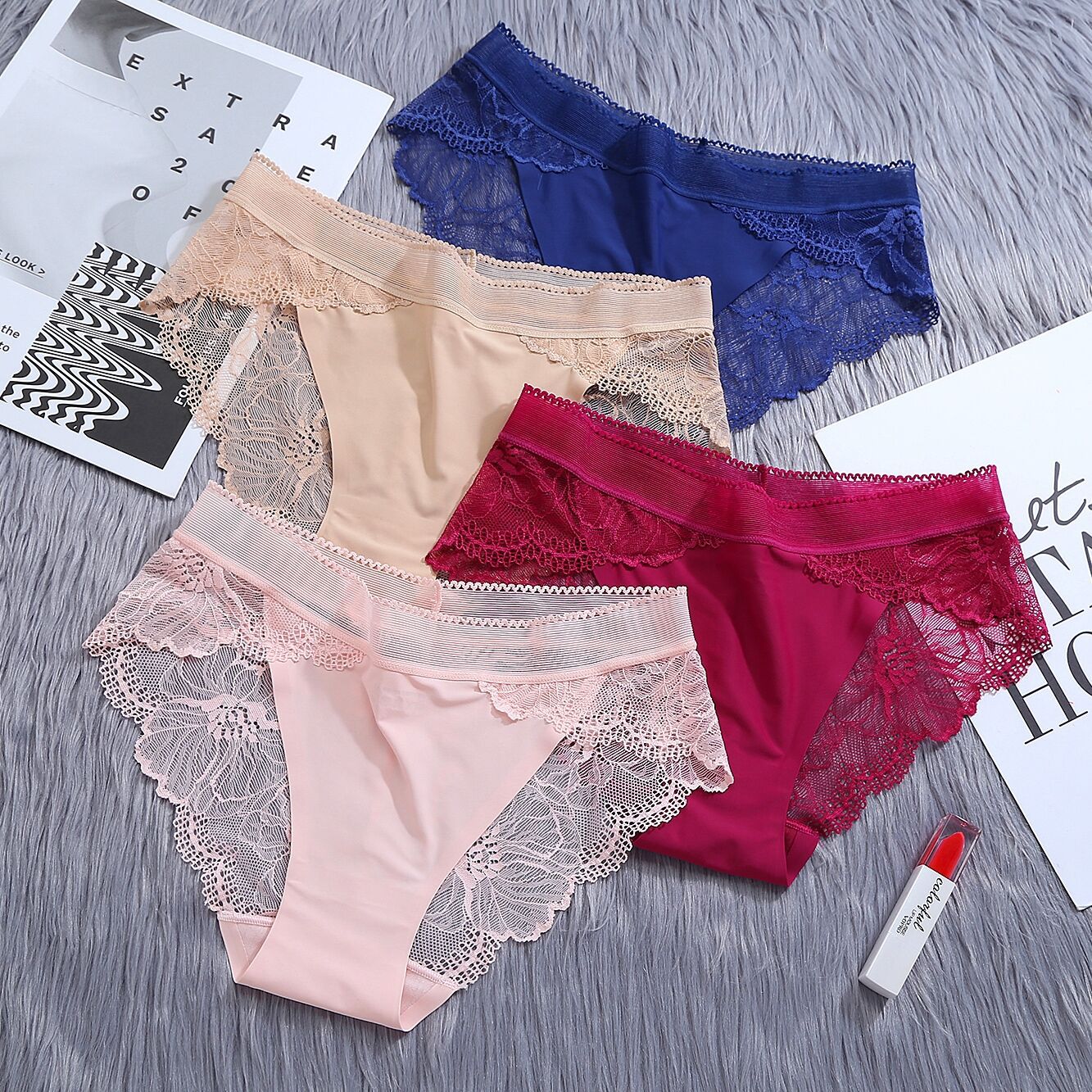Women's Ice Silk Underwear For Sexy Transparent Lace Breathable Panties