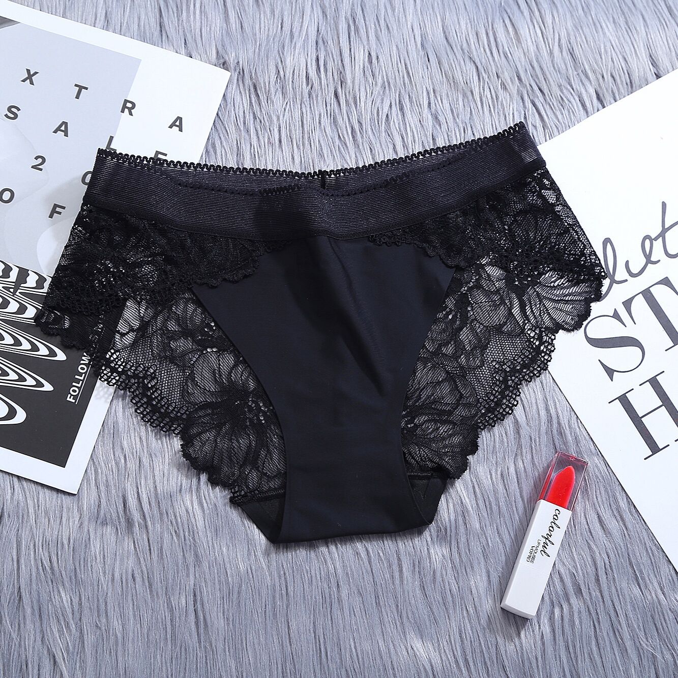 Women's Ice Silk Underwear For Sexy Transparent Lace Breathable Panties