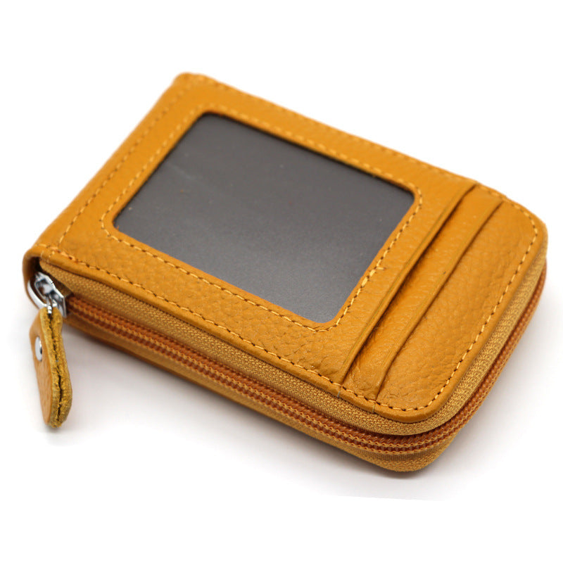 Women's & Men's & First Layer Cowhide Expanding Clamp Genuine Leather Multiple Card Holder