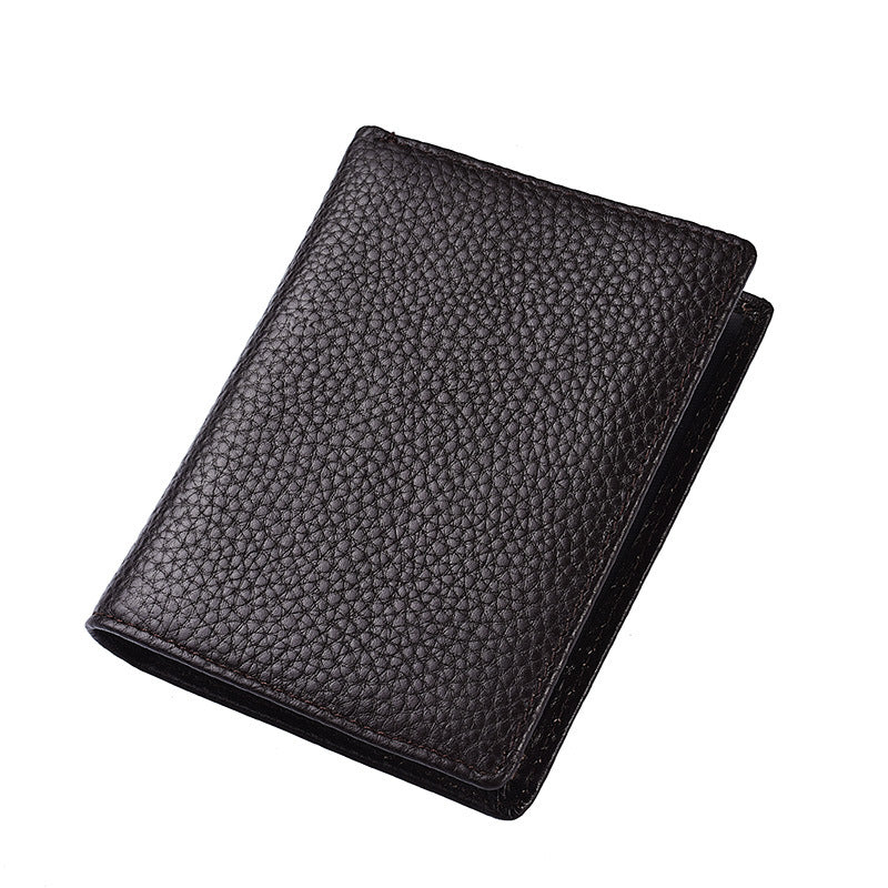 Men's Short First Layer Leather Vertical License Men's Wallets