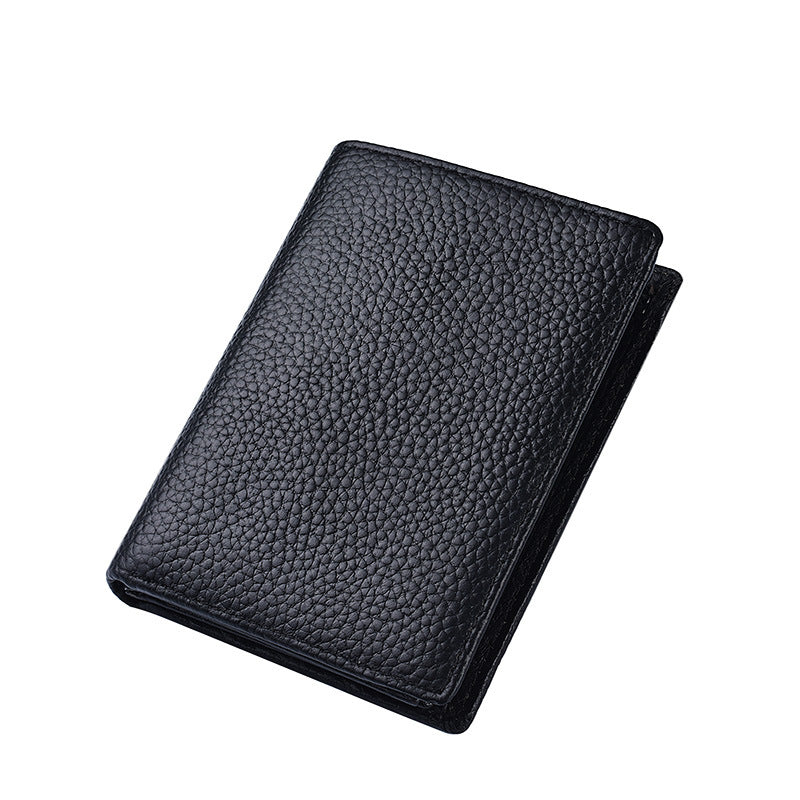 Men's Short First Layer Leather Vertical License Men's Wallets