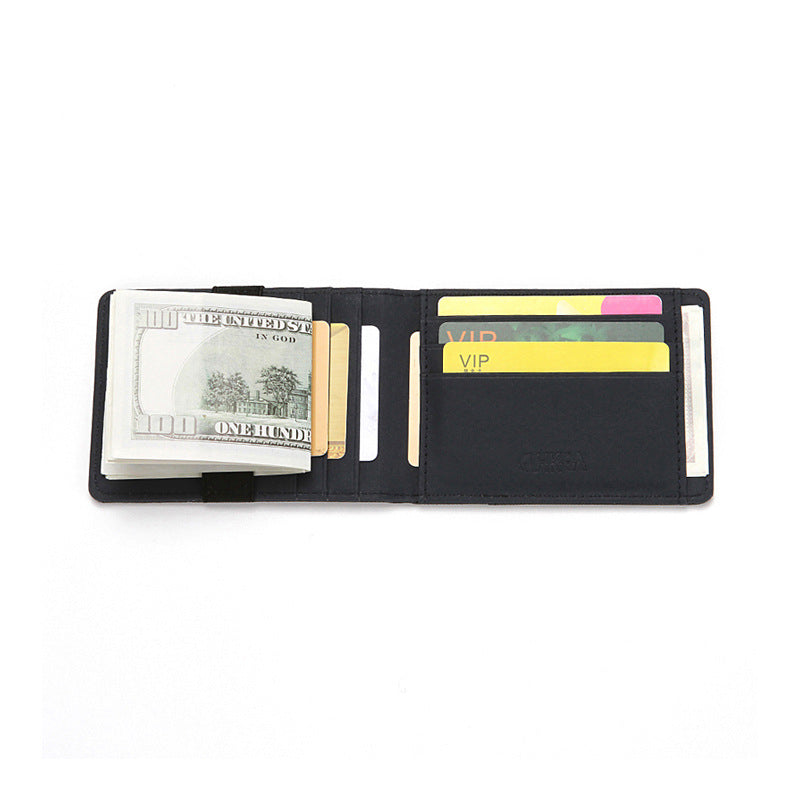 Men's Dollar Short Cross Pattern Elastic Band Card Holder