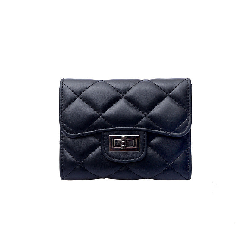 Women's Korean Style Rhombus Short Clutch Multi Ladies Wallet