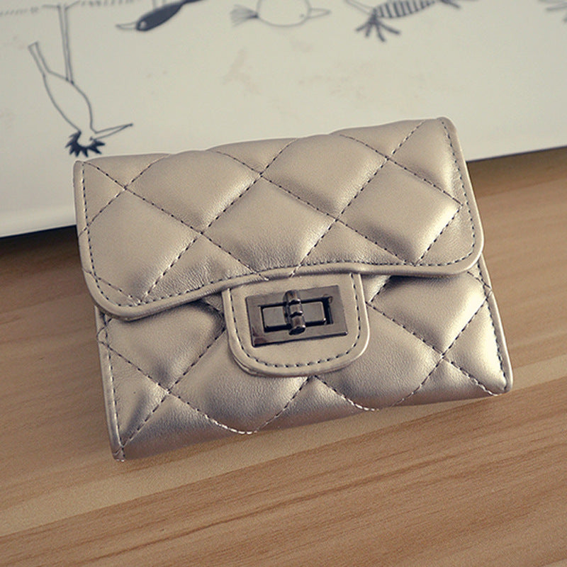 Women's Korean Style Rhombus Short Clutch Multi Ladies Wallet