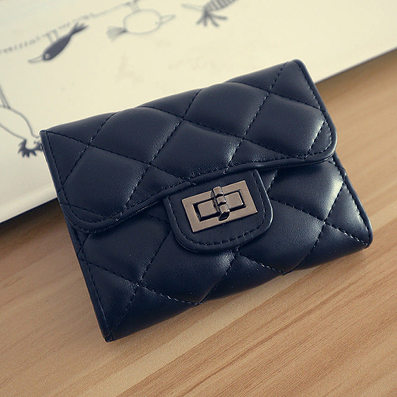 Women's Korean Style Rhombus Short Clutch Multi Ladies Wallet
