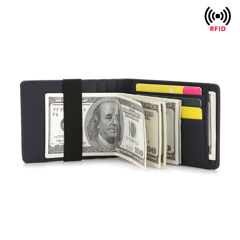 Men's Dollar Short Cross Pattern Elastic Band Card Holder