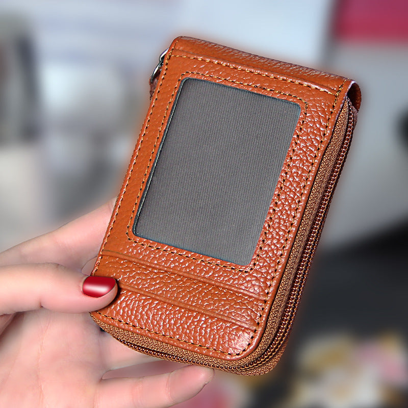Men's First Layer Cowhide Expanding Genuine Leather Card Holder