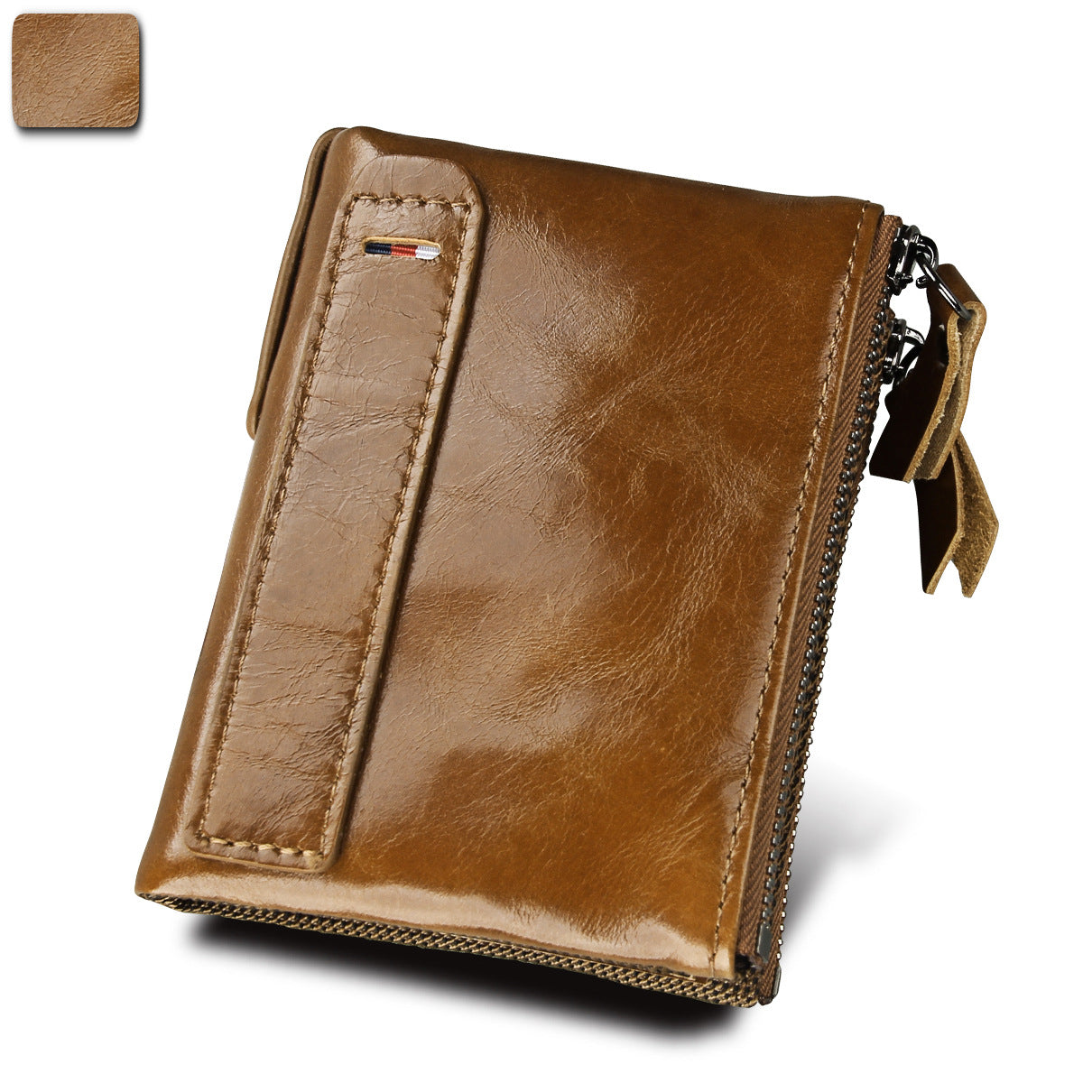 Men's Crazy Horse Cowhide Swiping Short Double Purses