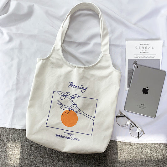 Female Fruit Orange Artistic College Simple Portable Shoulder Bags