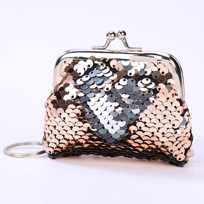Sequin Portable Clip Mini Earphone Data Cable Coin Purses