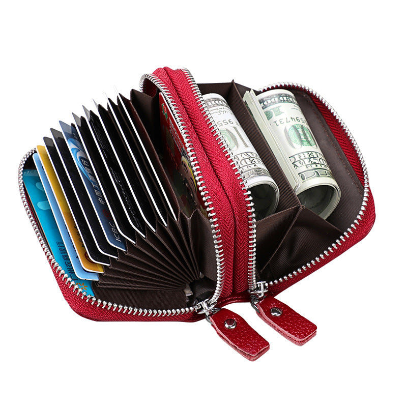 First Layer Cowhide Organ Korean Style Card Holder