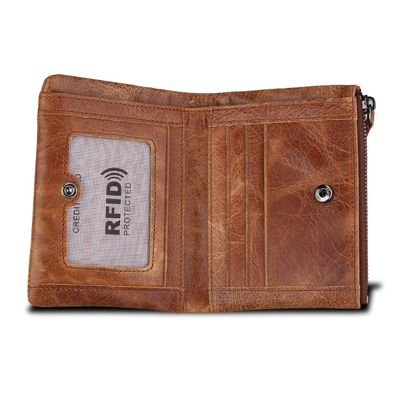 Men's Crazy Horse Leather Swiping For Man Men's Wallets