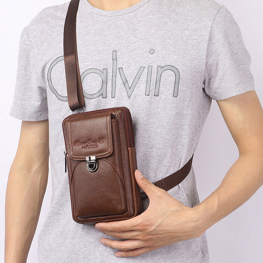Men's Genuine Leather Multifunctional Mobile Cowhide Bags