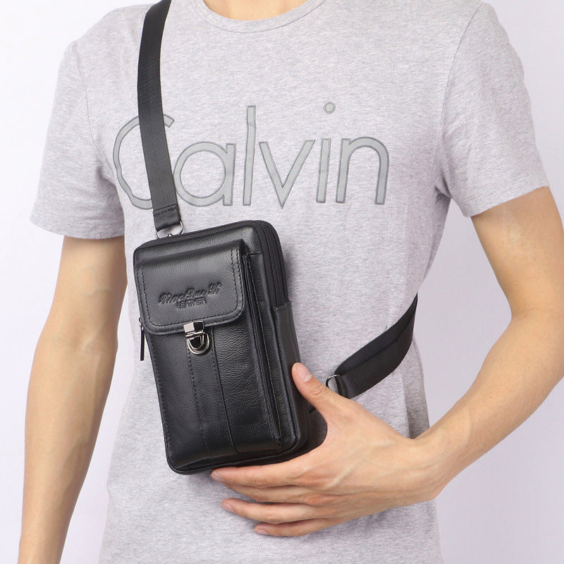Men's Genuine Leather Multifunctional Mobile Cowhide Bags