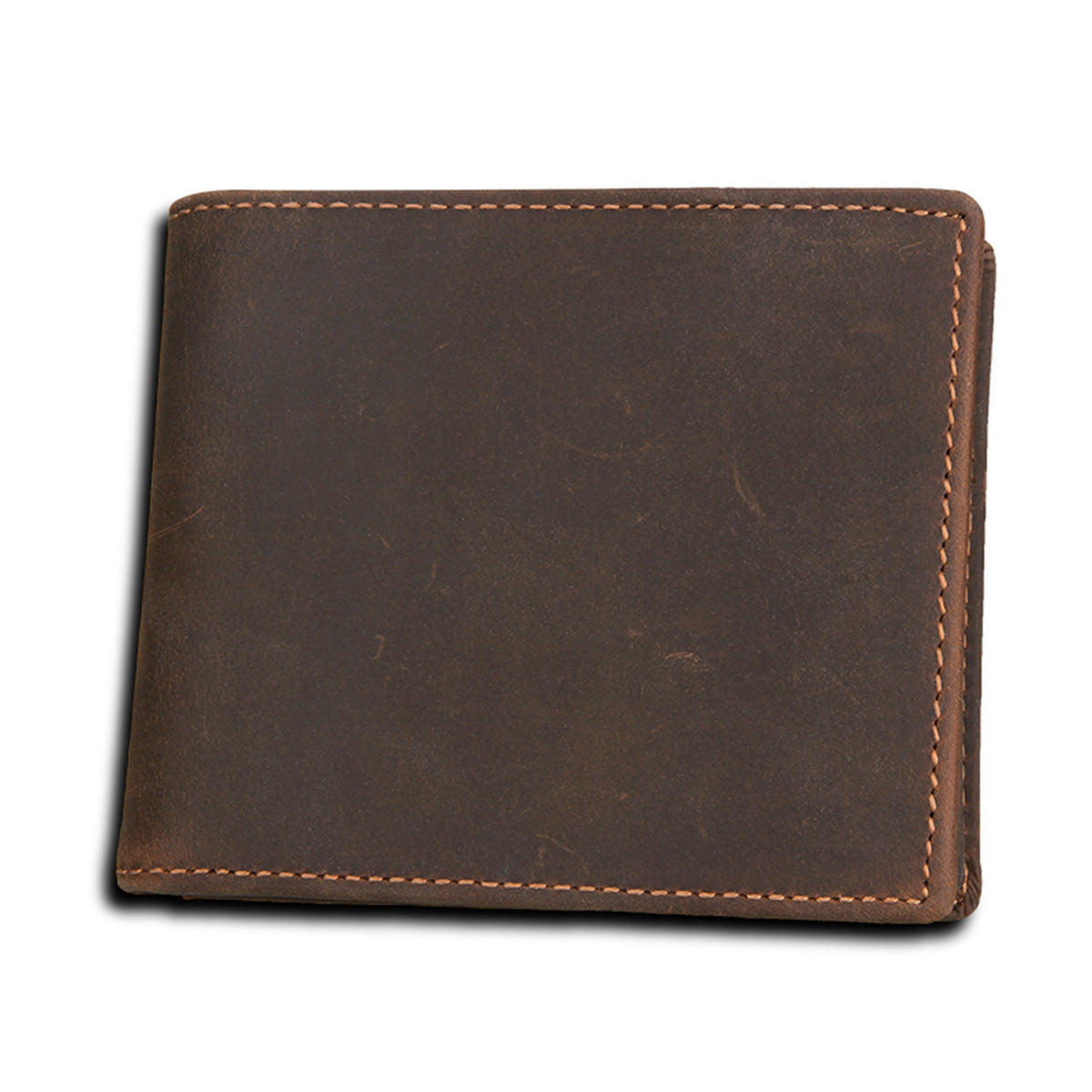 Men's Swiping Genuine Leather Crazy Horse Short Men's Wallets