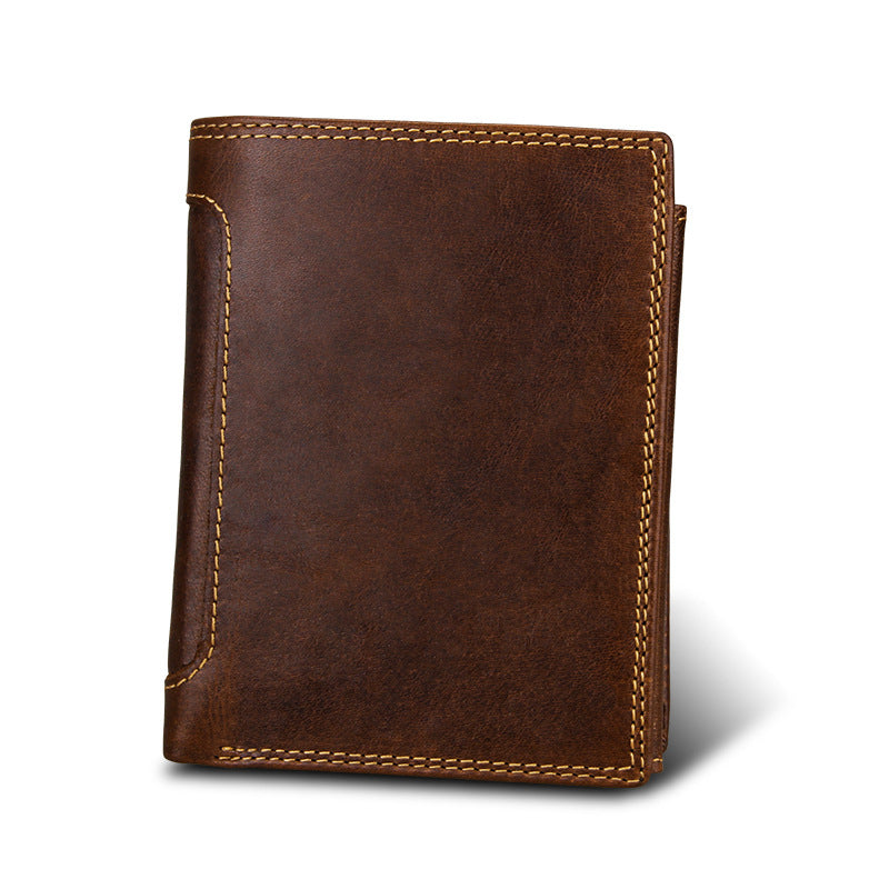 Unique Men's Versatile Blocked Vintage Vertical Men's Wallets