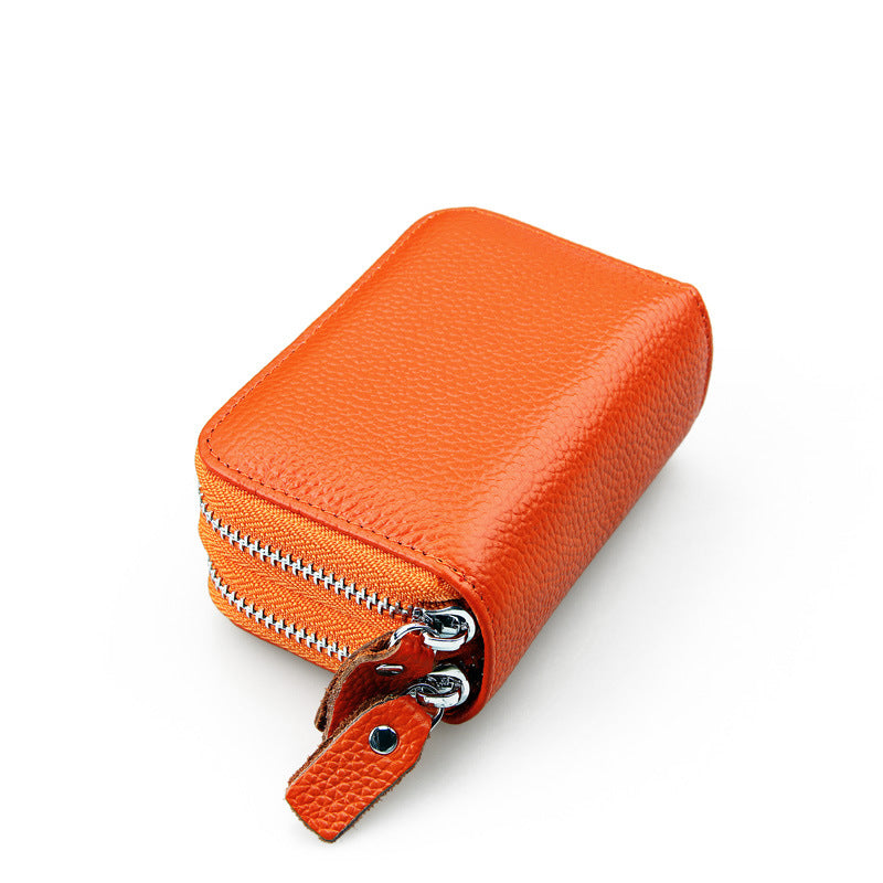 First Layer Cowhide Organ Korean Style Card Holder