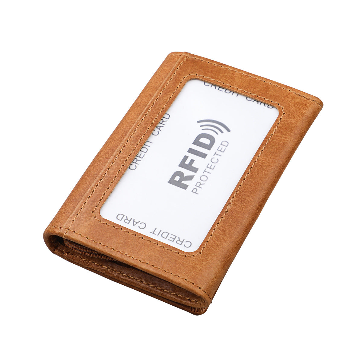 Women's & Men's & Genuine Leather Short Clutch Clamp Card Holder