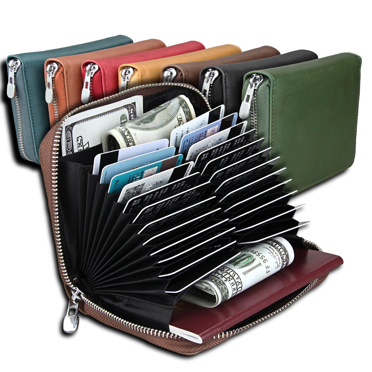 Women's & Men's & Passport Cowhide Multifunctional Multiple Slots Card Holder