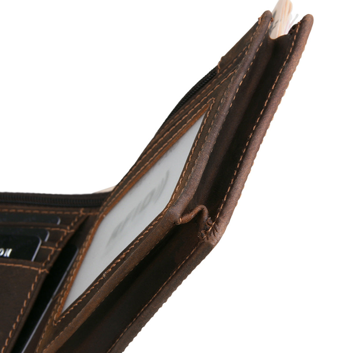 Men's Swiping Genuine Leather Crazy Horse Short Men's Wallets