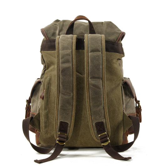 Large Capacity Canvas Stitching Leather Hiking Backpacks