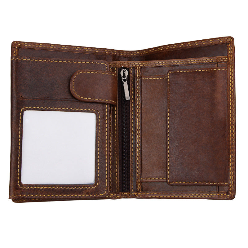 Unique Men's Versatile Blocked Vintage Vertical Men's Wallets