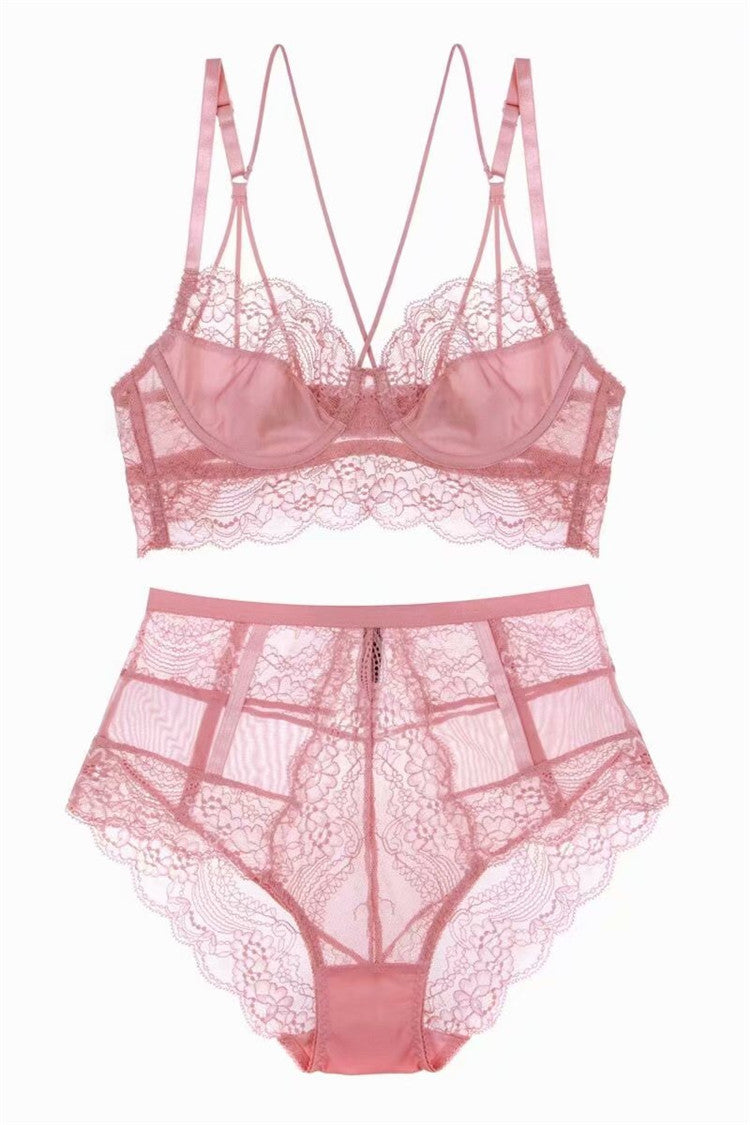 Women's Sexy French Underwear Thin Lace Gather Lingerie Sets