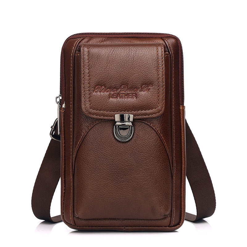 Men's Genuine Leather Multifunctional Mobile Cowhide Bags