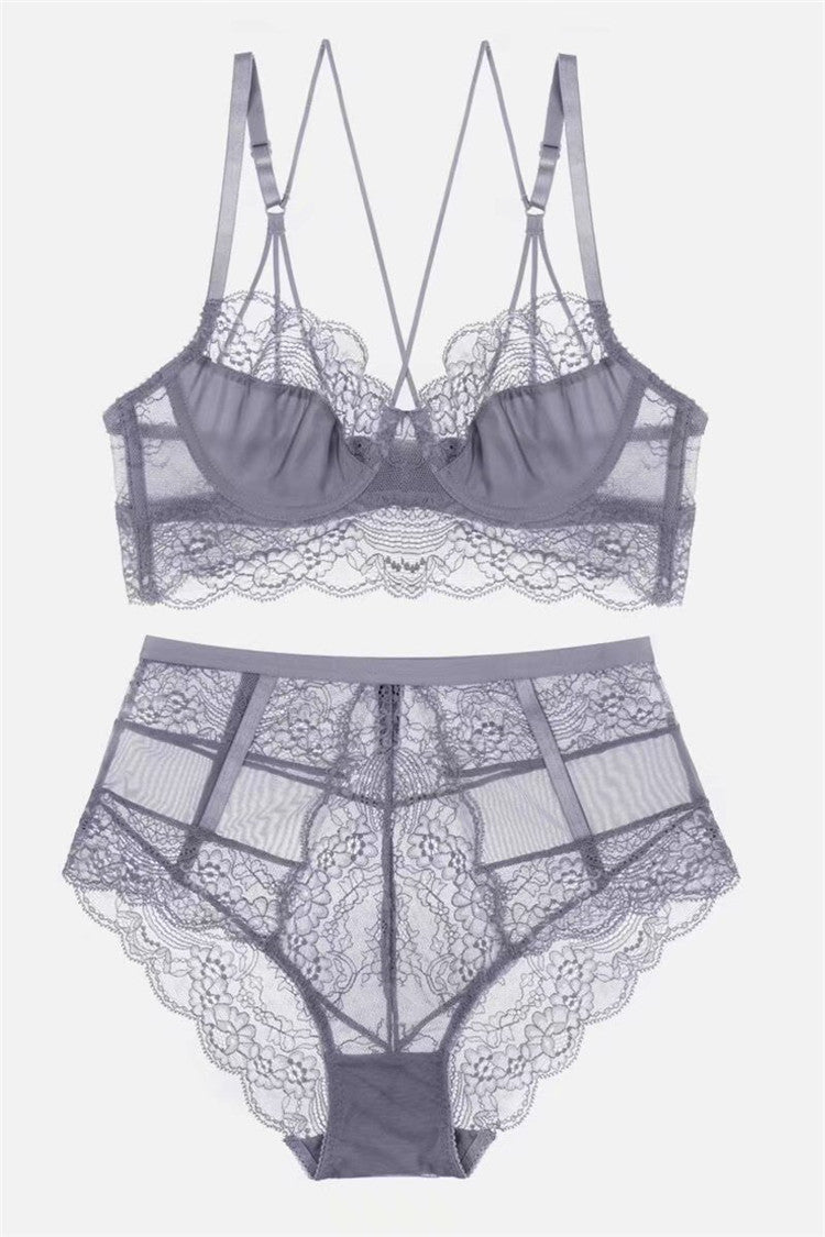 Women's Sexy French Underwear Thin Lace Gather Lingerie Sets