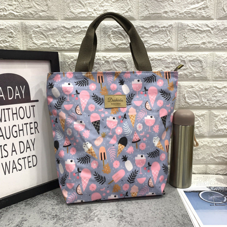 Fashion Plaid Zipper Waterproof Lunch Box Shopping Handbags