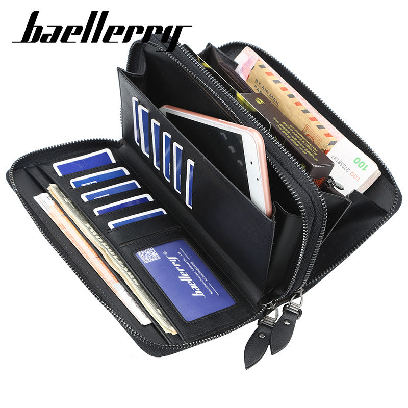 Men's Business Double Zip Clutch Large Capacity Multiple Men's Wallet