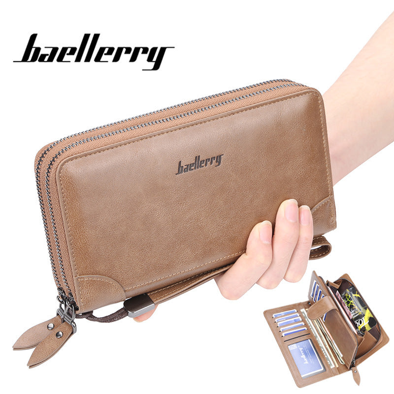 Men's Business Double Zip Clutch Large Capacity Multiple Men's Wallet