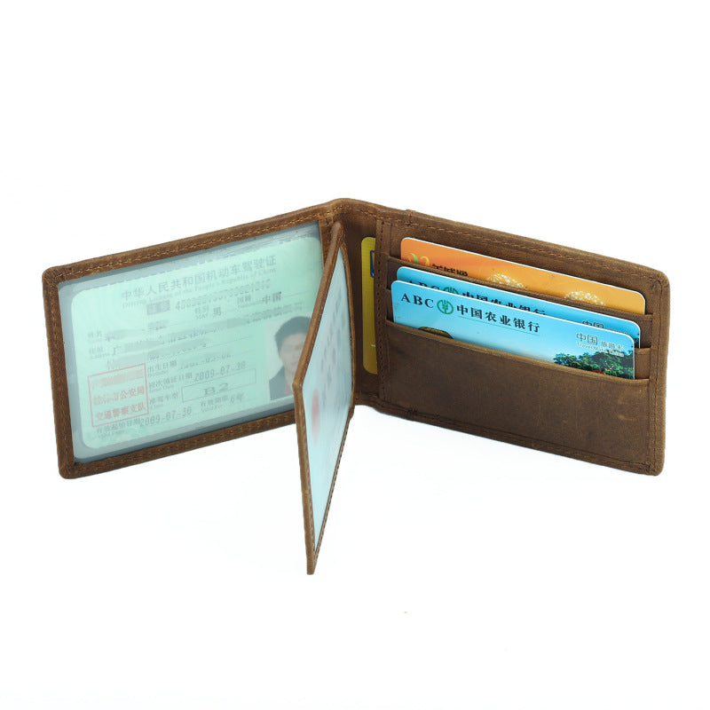 Vintage Distressed Oily First Layer Cowhide Card Holder