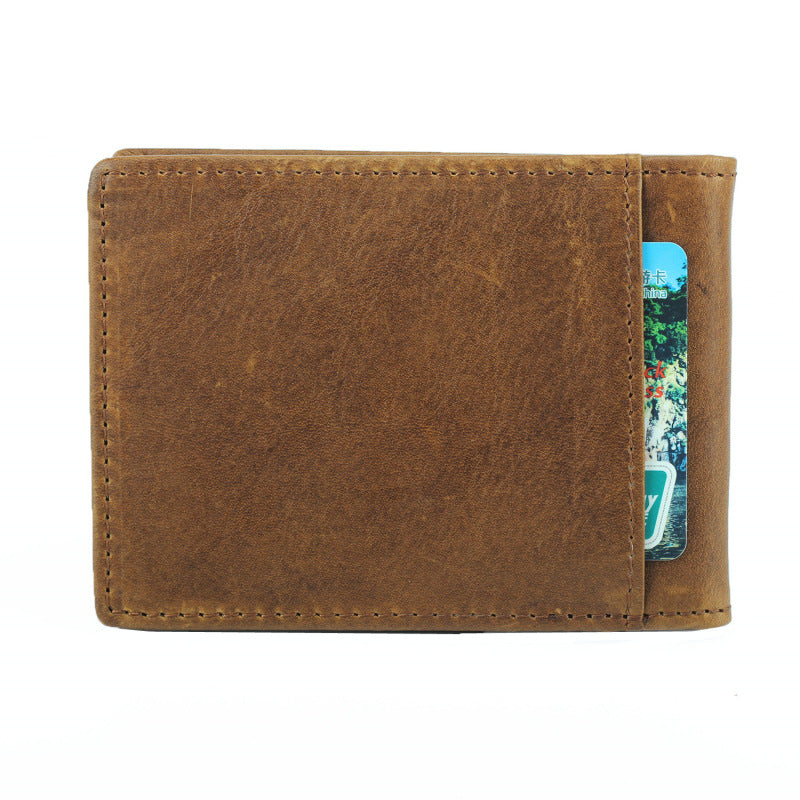 Vintage Distressed Oily First Layer Cowhide Card Holder