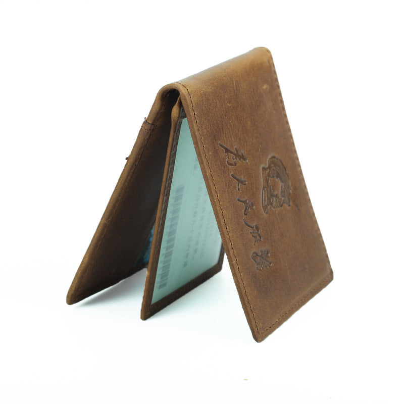 Vintage Distressed Oily First Layer Cowhide Card Holder